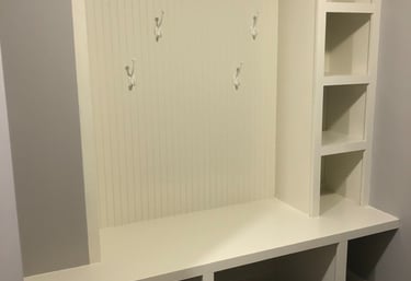 painted built in shoe and coat rack in Chicopee Ma