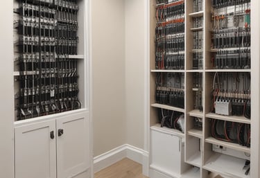 A beautifully renovated bathroom featuring custom tile work and elegant fixtures in a warm setting.