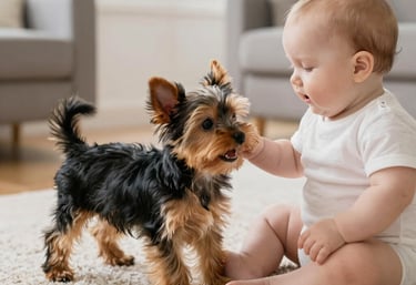 A joyful dog playing with a colorful, innovative pet product in a bright, sunny park.