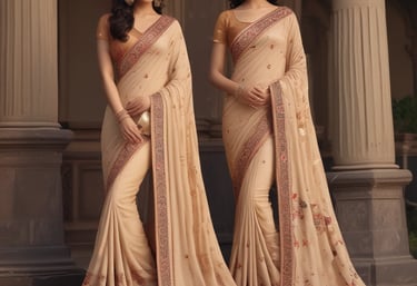 A vibrant display of silk and chiffon sarees hanging gracefully in a showroom.