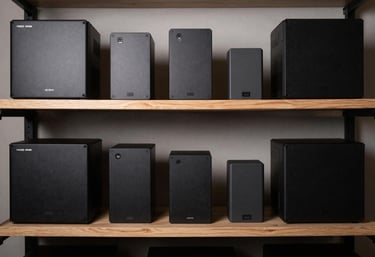 An organized shelf of gaming technology in a North American / US creator studio. Deep black hardware boxes and charcoal gray accessories neatly arranged with soft studio lighting.