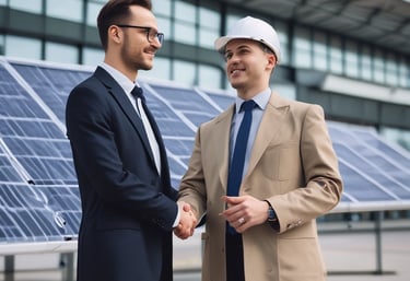Close-up of hands holding a small solar panel under natural sunlight.