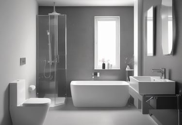 Technician installing modern plumbing pipes in a residential bathroom.