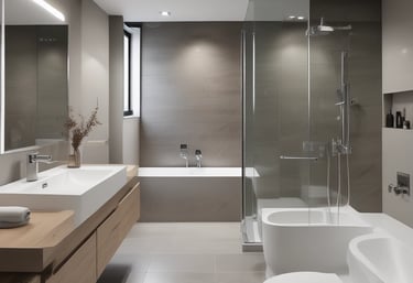 Technician installing a radiant floor heating system in a modern home interior.