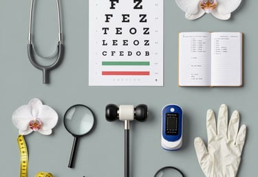 A caring pediatrician gently talking to a child in a bright, welcoming medical office.