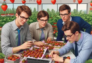 A vibrant display of Empereur Homme Fraise themed goodies in pink-red and green hues.