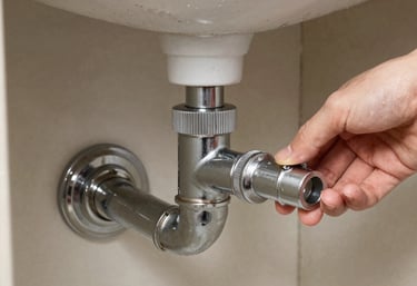 A friendly handyman fixing a leaky faucet in a bright kitchen.