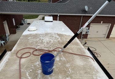 picture of an RV getting a roof wash