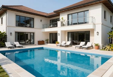 A friendly inspector examining the foundation of a cozy Cookeville home on a bright day.
