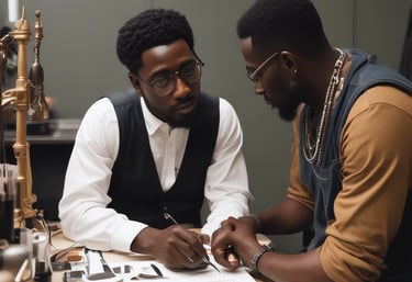 A close-up of a colorful CNC-printed mural on a living room wall.