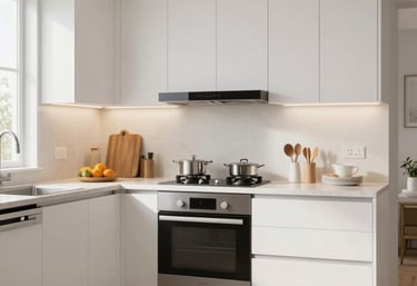 A friendly Casanova team member discussing remodeling plans with a homeowner over blueprints.