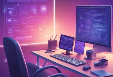 Portrait of Michael B. Fitzgerald working on a laptop in a cozy home office.