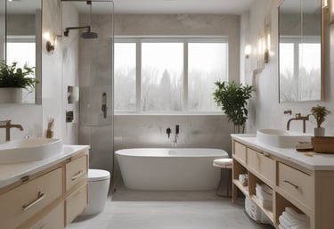 Image of a professional assisting a customer with bathroom renovation plans