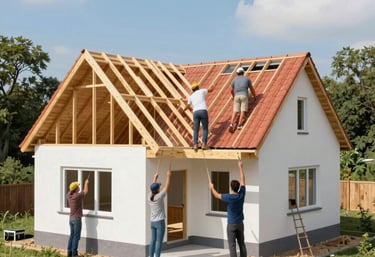 Close-up of a freshly installed construction banner fluttering outside a local business in Oklahoma City.
