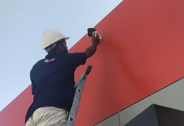 A man installing a camera