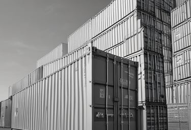 Close-up of hands interacting with an AI interface displaying shipping routes and metrics