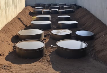 Industrial equipment processing drilled cuttings in a containment area.