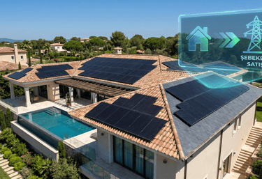 Meskenler için 25 kW çatı üstü güneş enerjisi sistemi kurulu lüks villa çatısı.