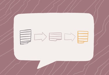 Illustration of a speech bubble with a diagram representing promotion and succession discussions