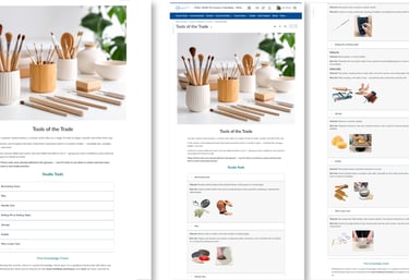 Brightspace lesson with instructional text, images, video, and interactive ceramics activities.