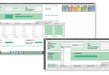 Graduate degree planning template supporting multiple academic completion pathways.