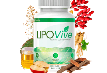 LipoVive bottle with natural ingredients featured in the official presentation