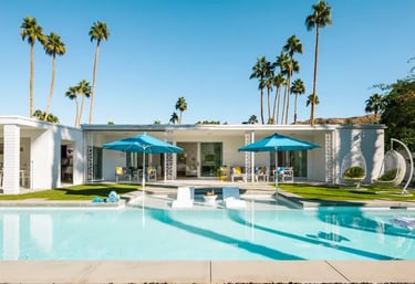 Minimalist rectangular pool with pale aqua water and light interior finish, clean modern design