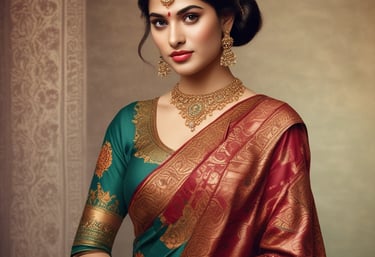 Stacks of old silk sarees neatly arranged at Sree Ayyappan Kanchipuram Pattu Centre.