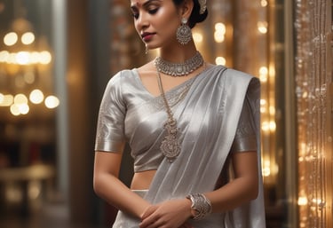 Close-up of folded silk sarees in rich colors stacked neatly.