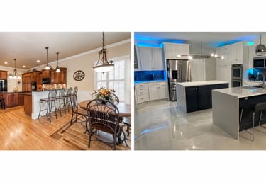 Kitchen remodeling in Marietta, GA — custom cabinetry and dining area