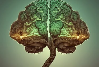 A serene horse grazing in a lush green meadow under soft sunlight.