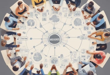 A consultant reviewing contract documents with a client in a modern office.