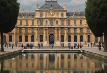 A welcoming French border checkpoint with travelers arriving.