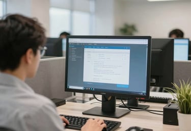 Smiling energy consultant discussing savings strategy with business client.