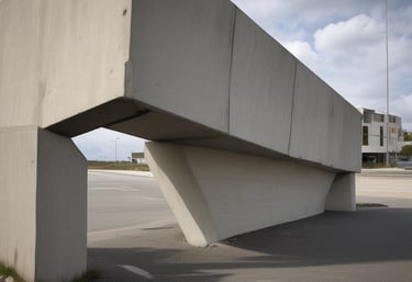 Close-up of a sturdy concrete barrier with visible texture and reinforced edges.