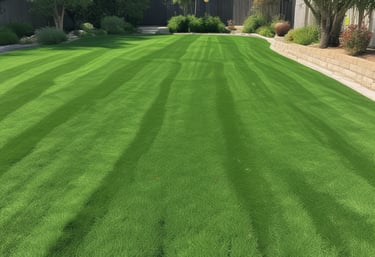 A friendly technician handing over a sleek battery-operated lawnmower to a customer in a sunny backyard.