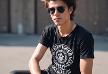 man wearing Nirvana print t-shirt