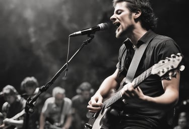 man wearing Nirvana print t-shirt