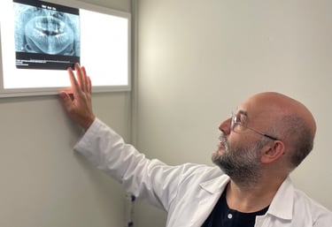 a man in a lab coat and a radio