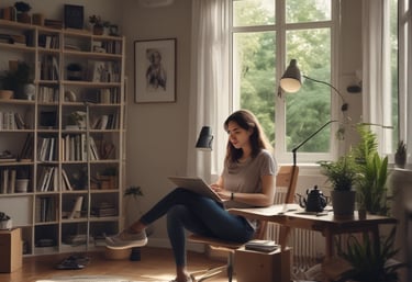 a man sitting at a desk with a laptop and a laptop