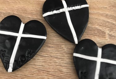 Polymer clay hearts. Kernow. Handmade. Personalised. Gift.