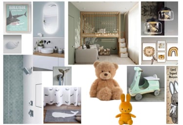Planche d'ambiance d'une chambre d'enfant