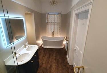 bathroom renovation old style , led tape