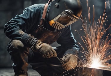 welding guy dark background