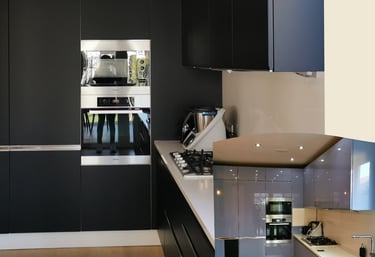 une cuisine relookée avec du covering mat