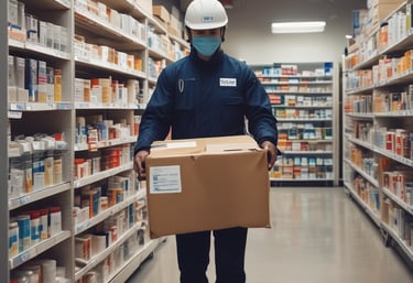A delivery person handing over a package to a customer.