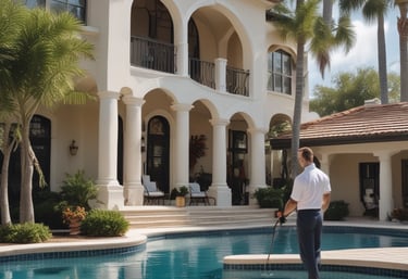 A team of professionals collaborating on a luxury property renovation project.