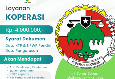 Jasa Pendirian Pengurusan Koperasi Murah Terdekat di Kota Kabupaten Biaya 4 JUTA