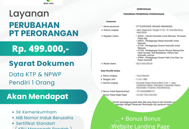Jasa Perubahan Pengurusan PT Perorangan Pribadi Murah Terdekat di Kota Kabupaten Biaya 499 Ribu