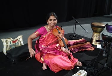 A picture of Srividya Venkat in an auditorium